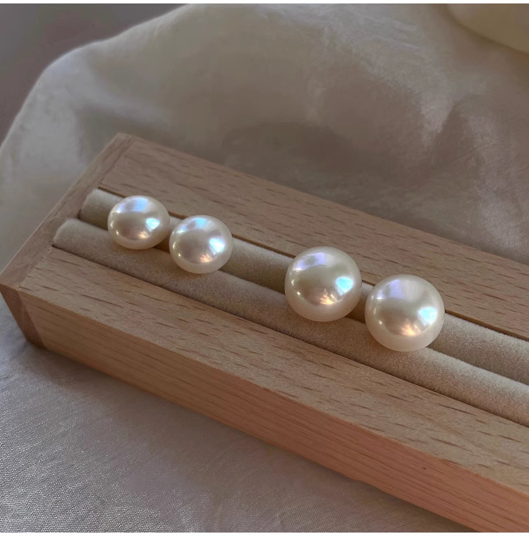 925纯银5A灯泡天然淡水馒头珍珠耳钉女韩国简约大气通勤耳饰E9596详情22