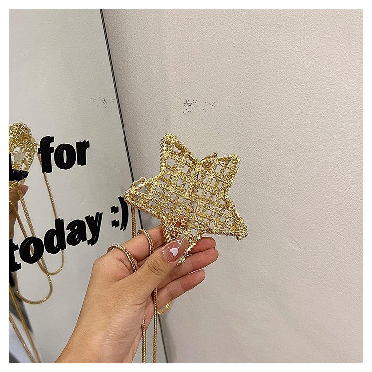 跨境2024夏新款小香风镂空金属星星包晚宴包单肩斜挎气质链条女包详情50