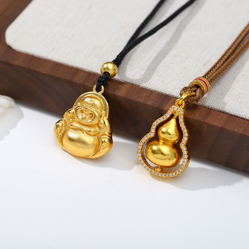 国风黄铜佛头平安好运腰牌葫芦挂件汽车装饰厂家批发项链详情7