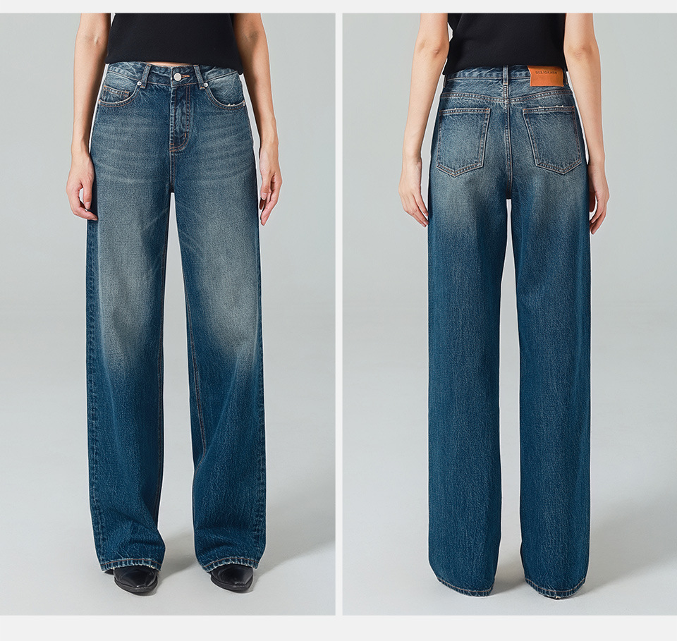 怀旧高腰阔腿牛仔裤女Jeans 复古风直筒裤25秋新款洗水显瘦宽松潮详情16