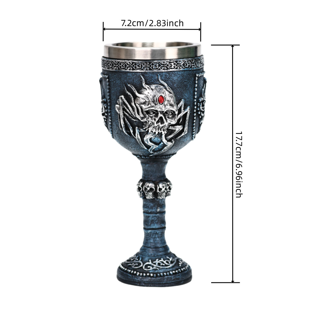 Cross-border best-selling spider skull wine glass, resin stainless steel Halloween ghost head cocktail glass, creative wine sets pic 6