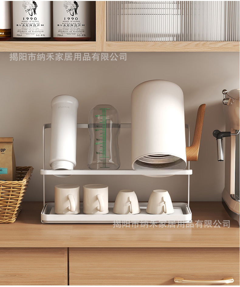Household double-layer tray water cup storage and draining rack, Japanese water cup storage rack, double-layer tea cup coffee storage rack pic 7