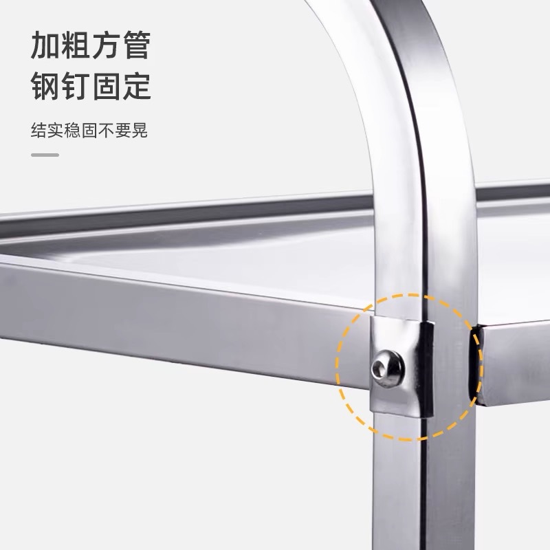 不锈钢餐车加厚双层小推车收碗车商用餐厅酒店摆摊三层移动送餐车详情5