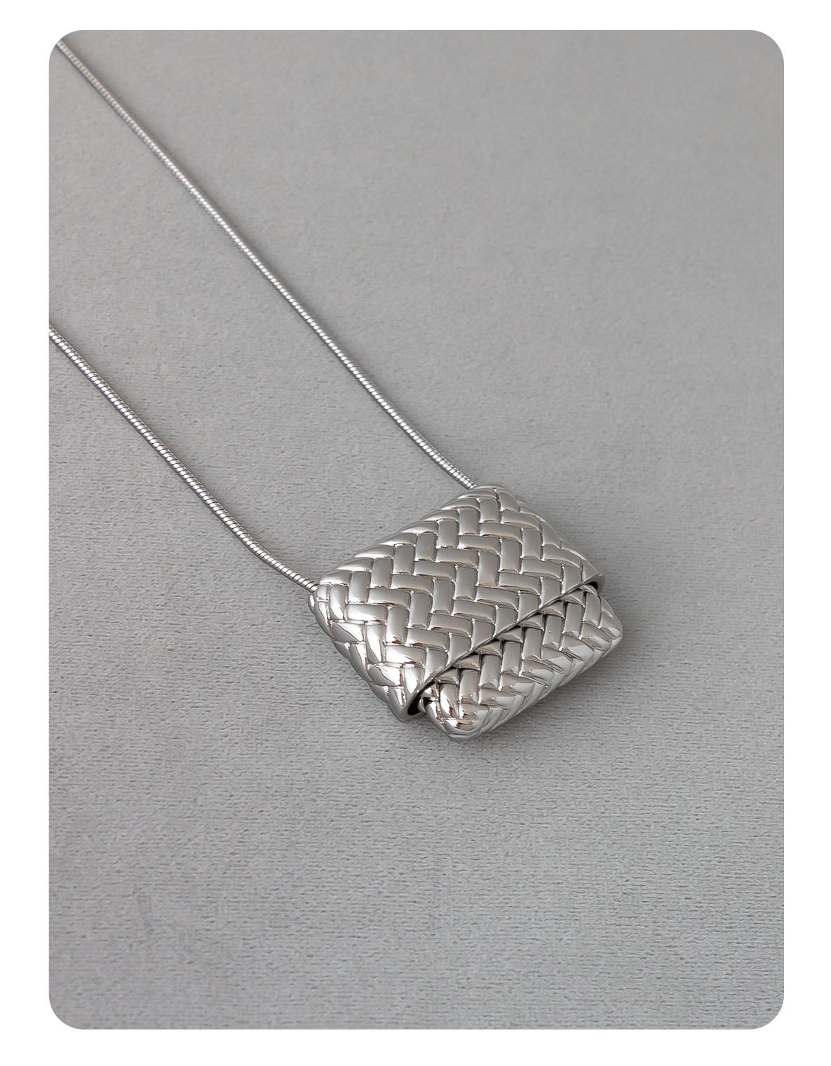 编织包包长款项链 HABI同款中古配饰时髦银色编织包包吊坠毛衣链详情5