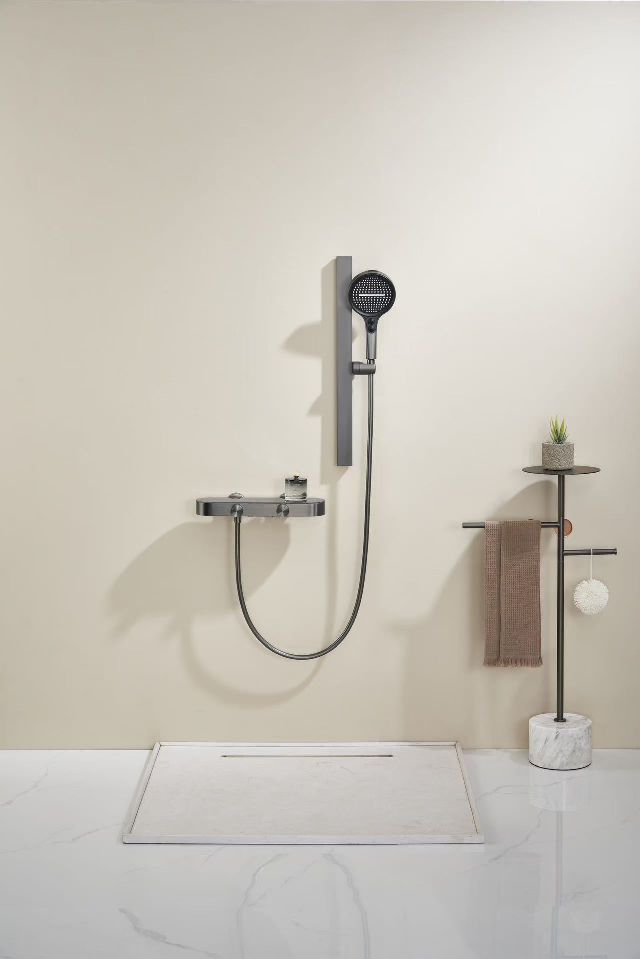 现货全铜无顶喷简易数显淋浴花洒套装家用卫生间分体式沐浴花洒详情3