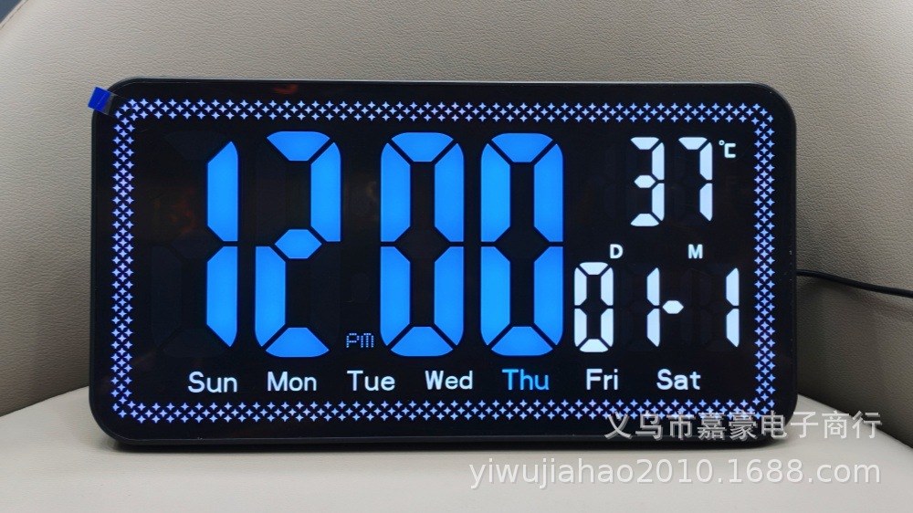 Cross-border color-changing large screen LED electronic alarm clock, living room home desktop clock, multi-functional temperature calendar digital clock pic 3