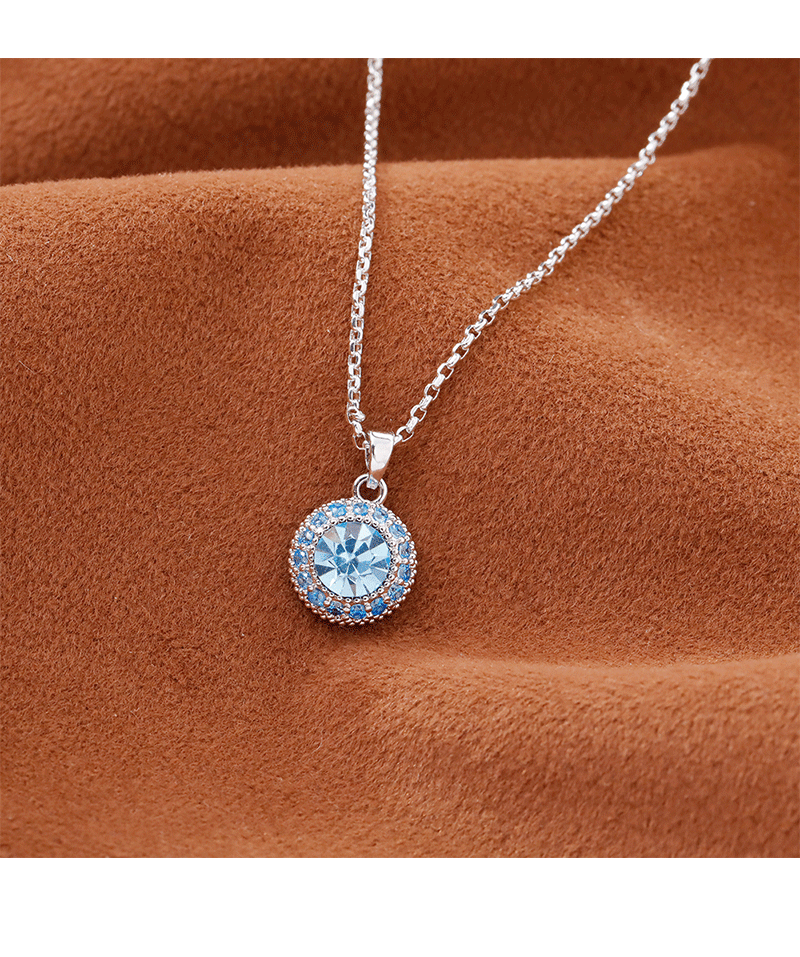Hyacinth moda luz extravagancia brillo azul mar circonitas colgante collar mujer otoño invierno 2025 nuevo moda cuello de marea cadena clavícula pic 4
