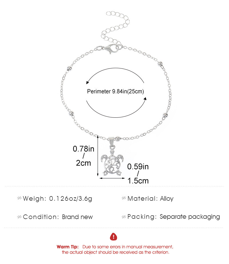 跨境新款简约乌龟吊坠脚链女  民族风复古镂空小乌龟脚环沙滩足饰详情12