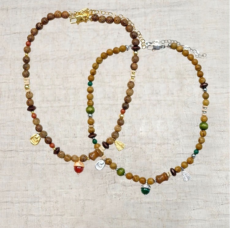 SWA*家山丘系列榛果串珠项链小众设计复古高级感木珠天然石锁骨链详情7