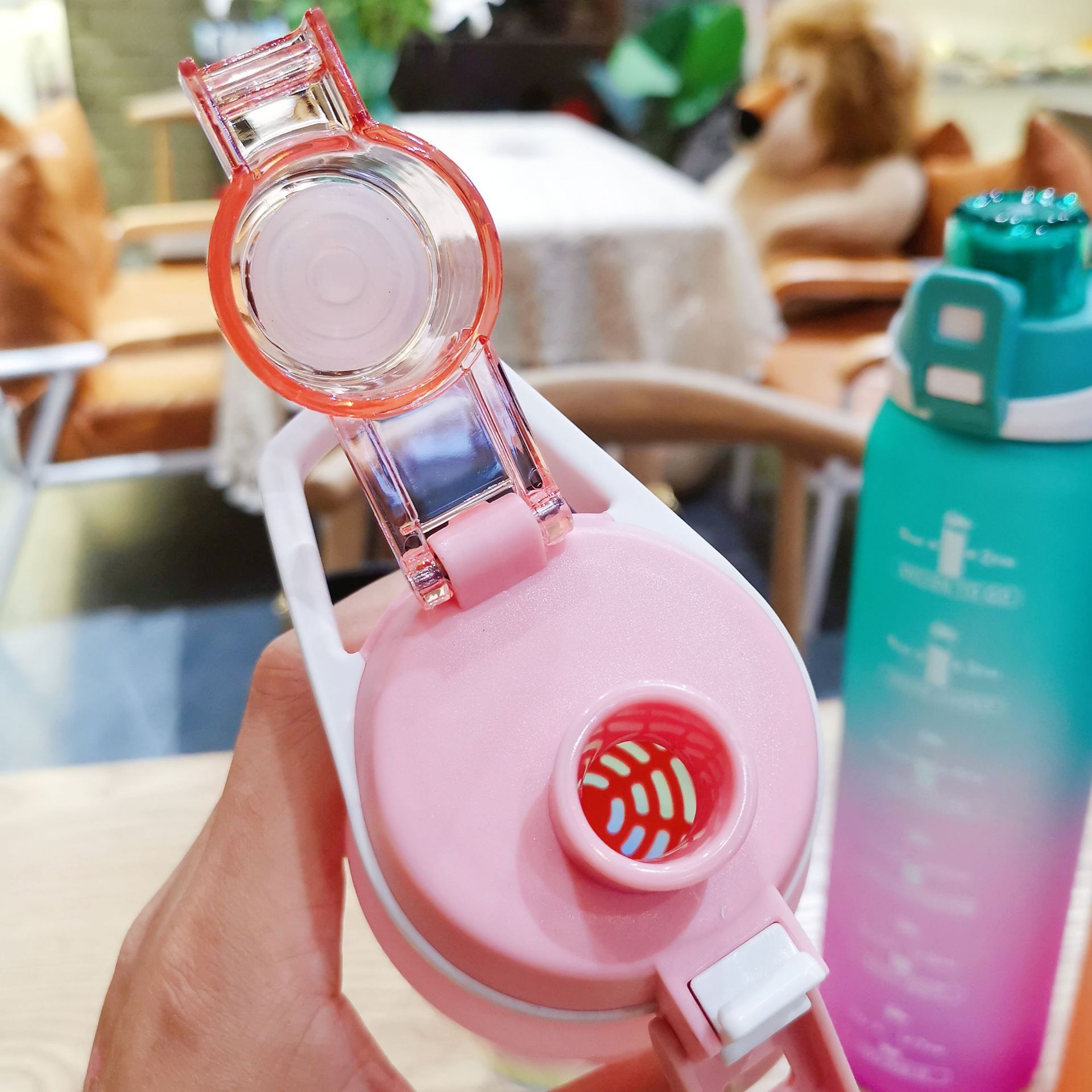 Cross-border high-appearance-level large-capacity frosted portable straw cup, summer inS-style anti-drop gradient plastic water cup pic 10
