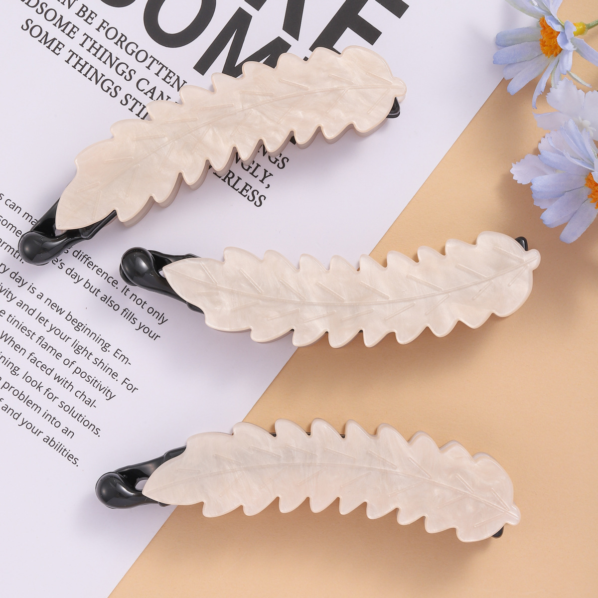 韩系简约树叶香蕉夹发量多高马尾固定妞妞夹小众设计气质新款发饰详情3