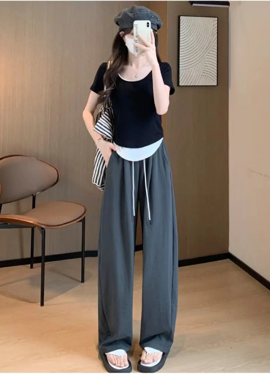 弯刀裤阔腿裤女夏季薄款高腰垂感宽松小个子休闲直筒显瘦拖地裤子详情17