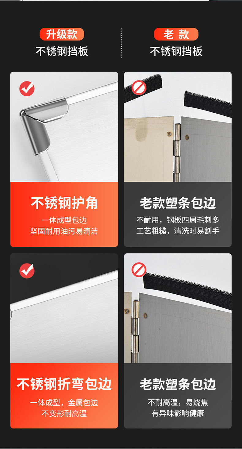 Customized stainless steel oil shield for kitchen, high-temperature insulation board for household gas stove, and oil splash prevention baffle for stir-frying pic 3