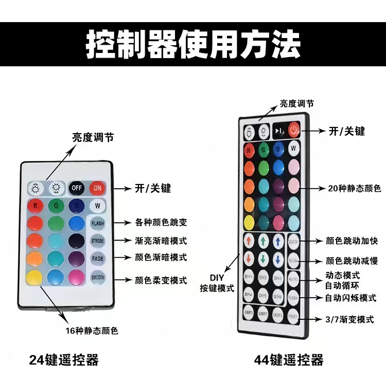 跨境电商5050RGB灯带套装12V七彩led软灯条低压蓝牙音乐装饰氛围详情13