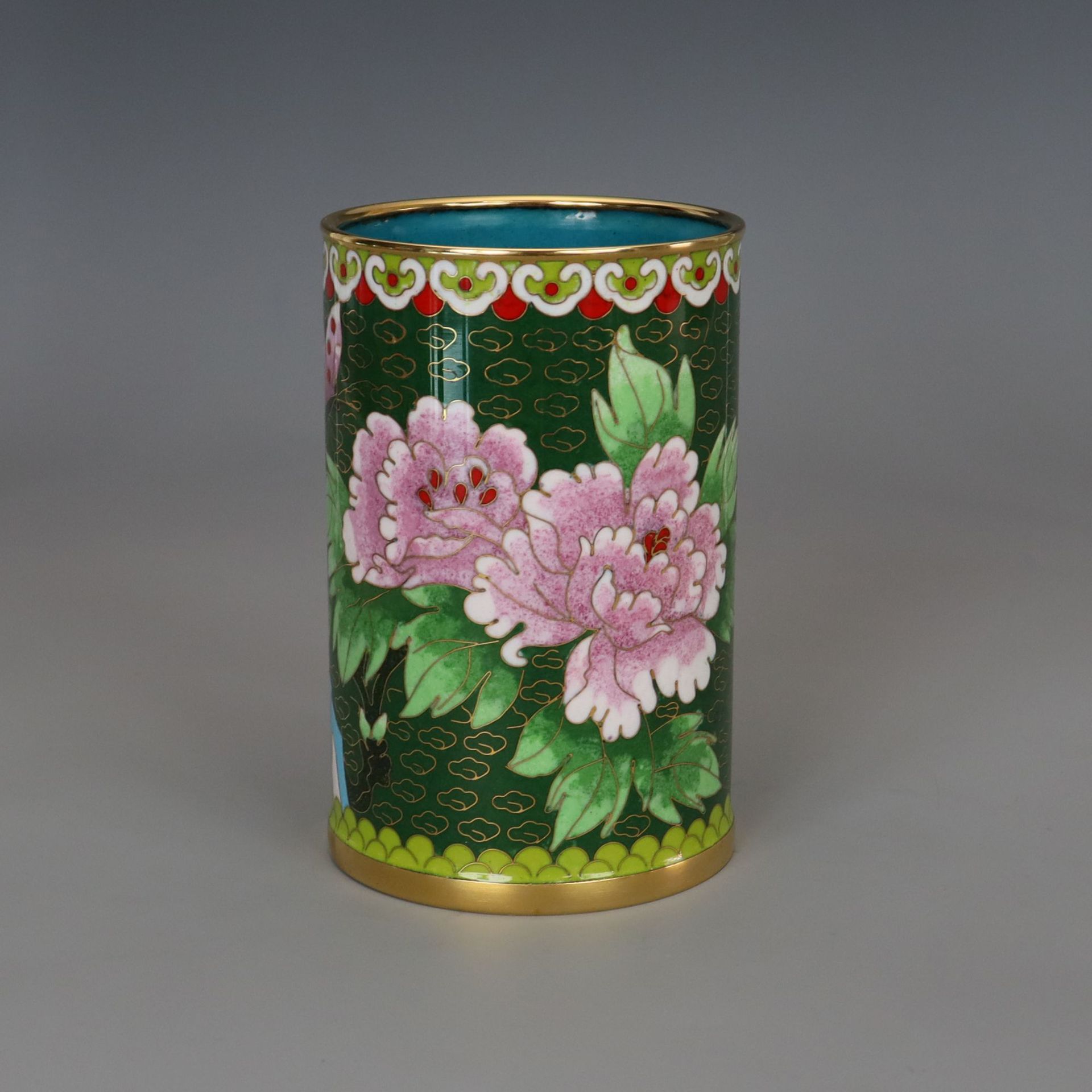 Beijing Cloisonne craft culture gift and decorative item: Traditional copper body cloisonne enamel polished 5-inch pen holder pic 5