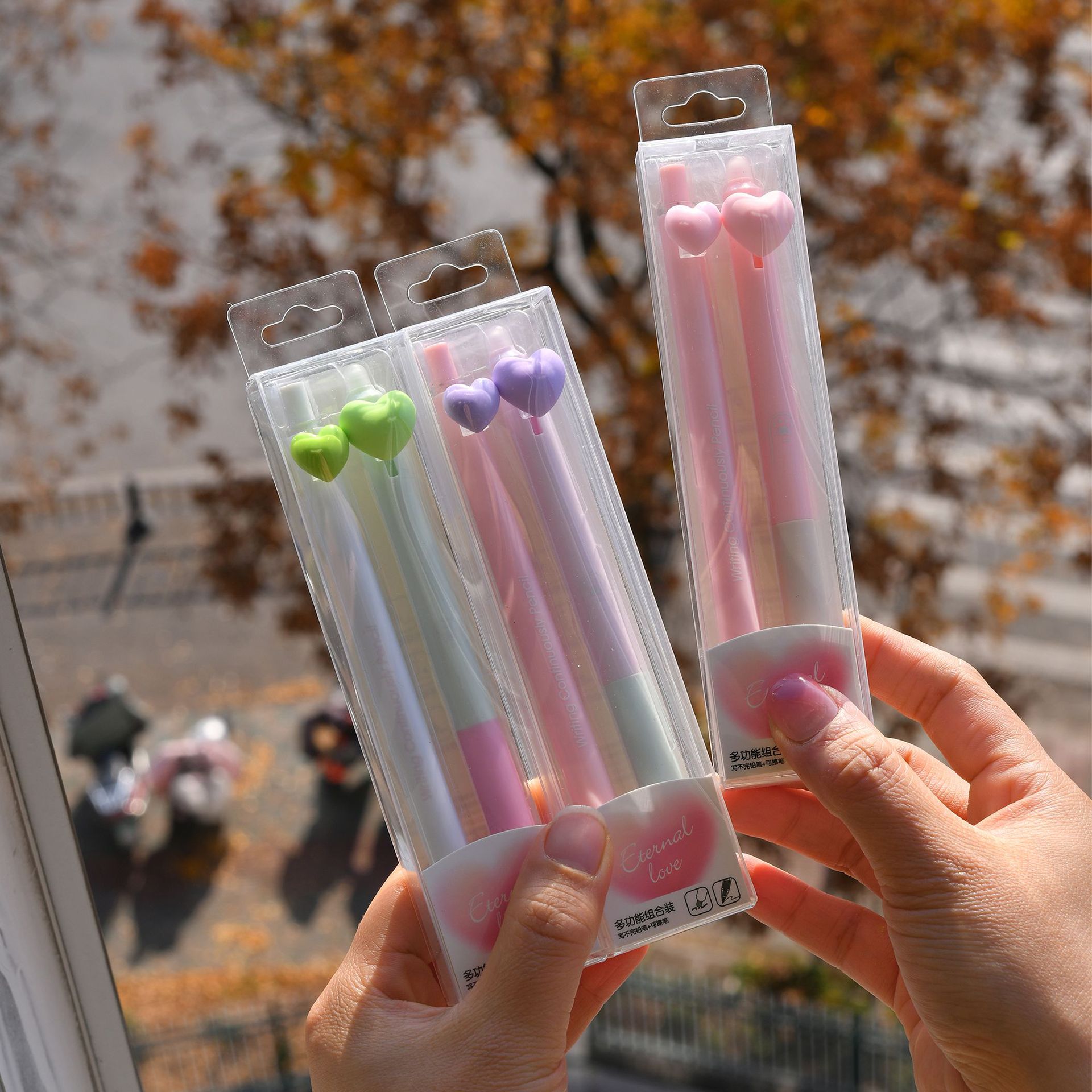 The Chenxi Love Press Set features an erasable gel pen and an eternal pencil with a blue core, ensuring smooth and fluid writing for students pic 11