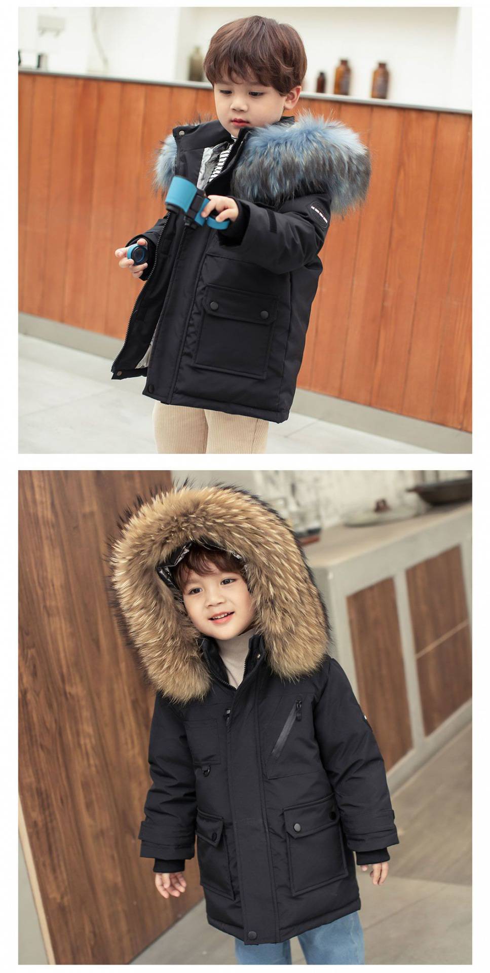 儿童秋装外套儿童羽绒服男童中长款加厚中小童白鸭绒2024新款洋气详情7