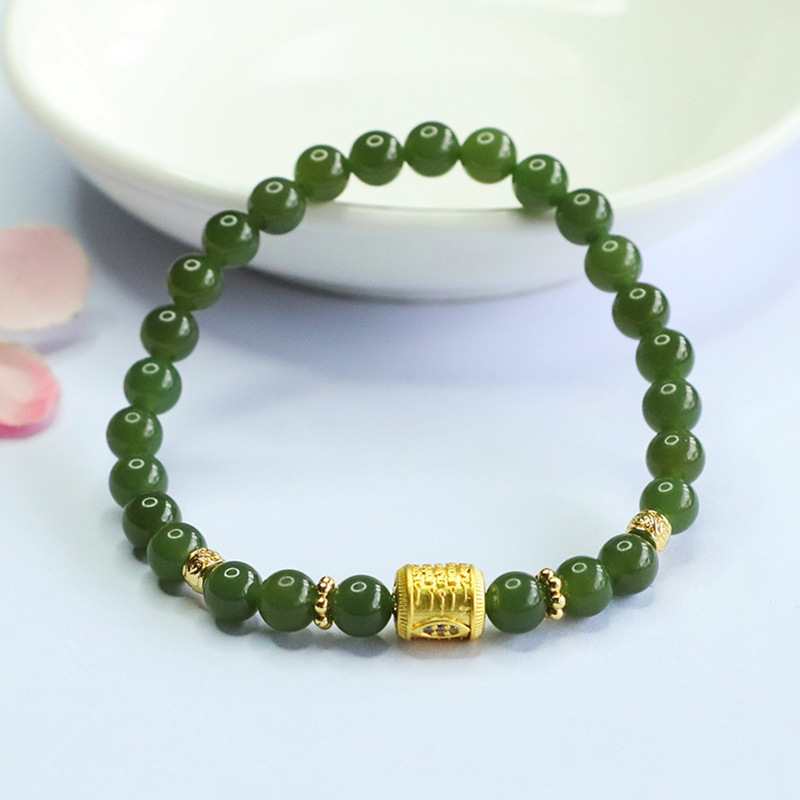 眷钰天然和田玉手串五条经文玉石手链寺庙批发代发HT5071506其他首饰详情8