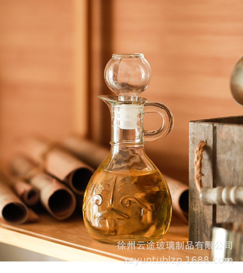 亚马逊玻璃油壶欧式310ml带把家用橄榄油瓶酱油醋调味分装瓶批发详情8