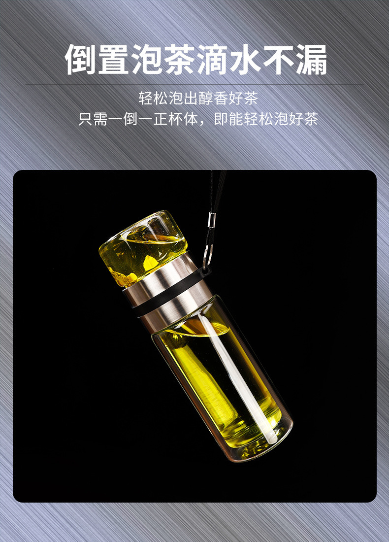茶水分离杯双层隔热高硼硅玻璃杯子女高颜值便携随行泡茶保温水杯详情5