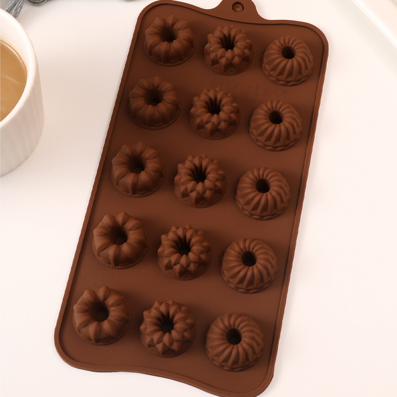 15 consecutive three types of Gollum flower silicone chocolate molds, pudding molds, baking molds, factory direct sales, DIY tools pic 1