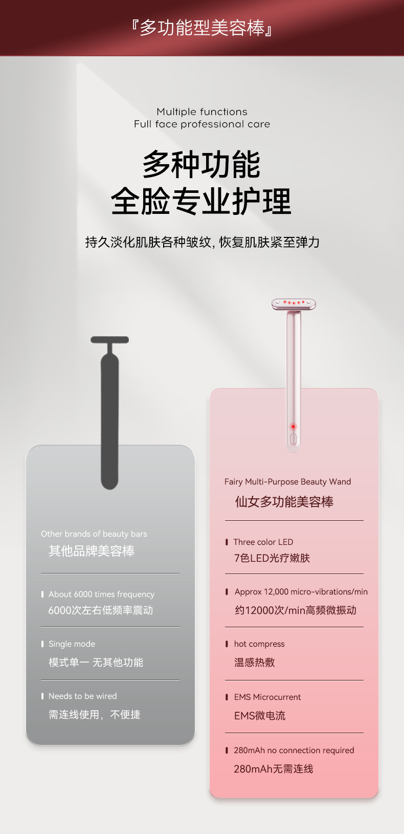 美容仪EMS微电流眼部按摩美眼仪加热眼霜精华导入仪淡化细纹面部详情5
