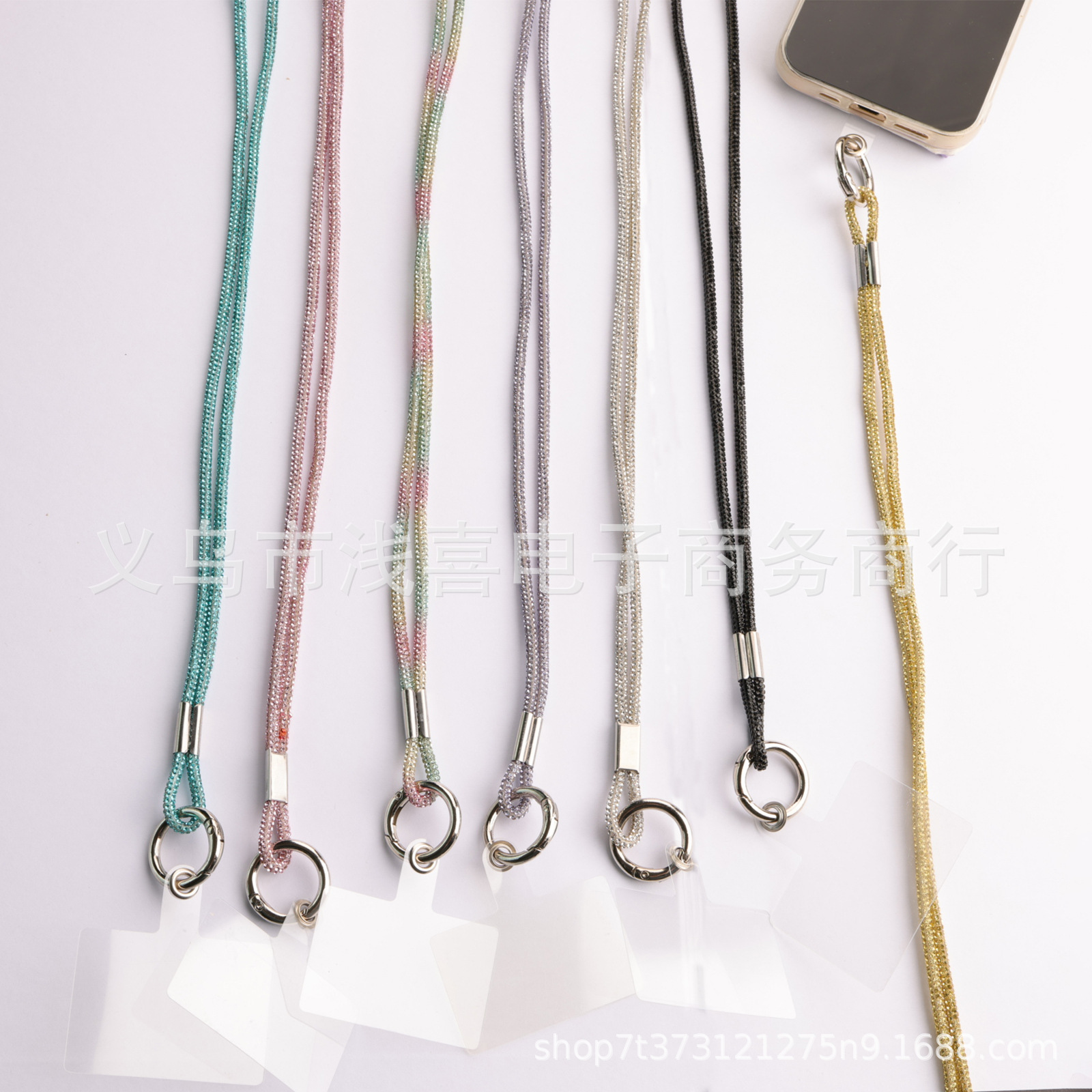 欧美新款手机挂链高级感奢华镶水钻链满闪钻证件吊牌绳手机挂链绳详情2