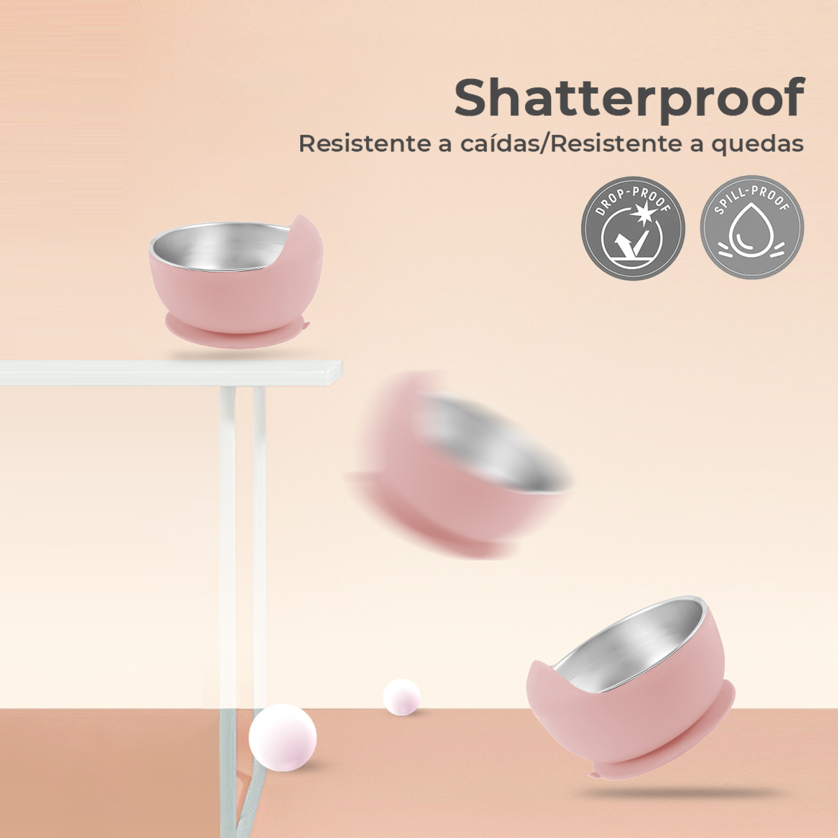 儿童餐具婴儿喂养辅食硅胶碗 跨境爆款食品级硅胶304不锈钢蜗牛碗详情5