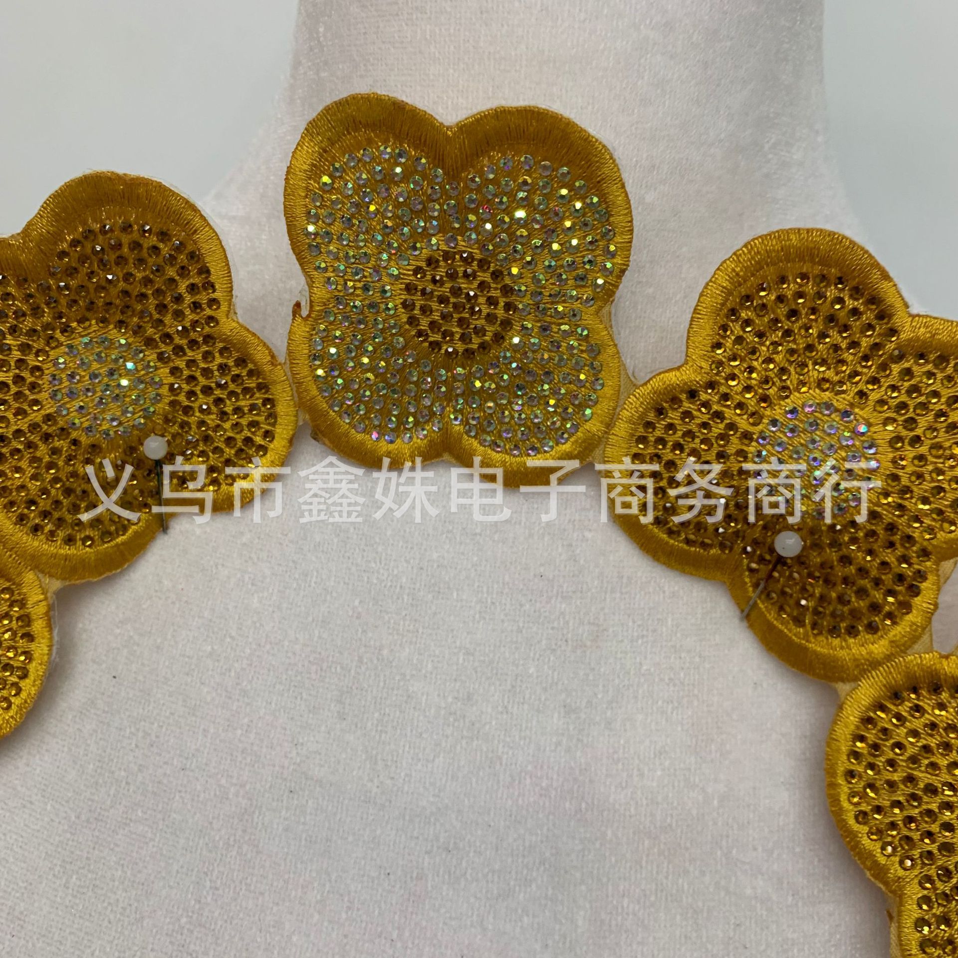 Multi-color adhesive full diamond collar flowers, multi-color large embroidered fabric stickers for stage costumes, opera and animation accessories pic 9