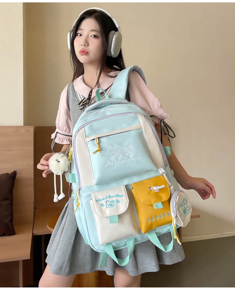 Japanese and Korean casual backpacks, forest-style schoolbags, multi-pocket schoolbags for primary school students, large capacity for cross-border travel for junior and senior high school students pic 11