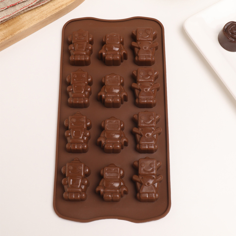 Lego brick chocolate mold robot ice cube tray ice cream diy creative baking cake decoration silicone mill pic 1