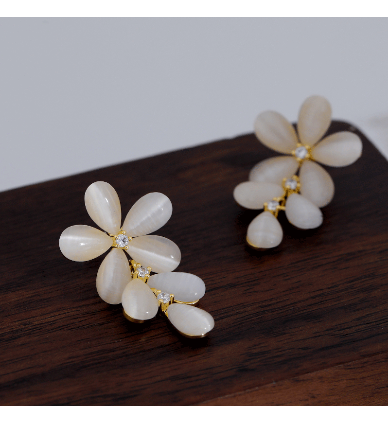 Agujas de plata 925 diseño de nicho sentido opal pendientes de flor moda temperamento influencers premium earwear tik yin burst pic 6
