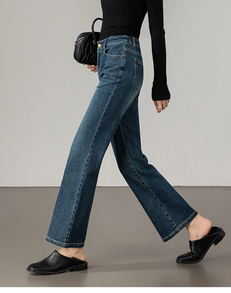 九分微喇叭牛仔裤女高腰2025秋季新款显瘦弹力时髦休闲百搭喇叭裤详情27