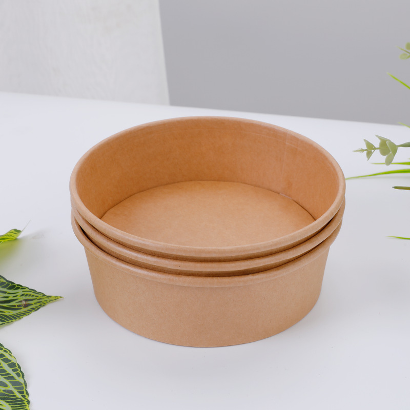 Thickened kraft paper bowl, disposable takeout fruit packaging box, round soup bowl, salad bowl, light food lunch box, takeout box pic 23