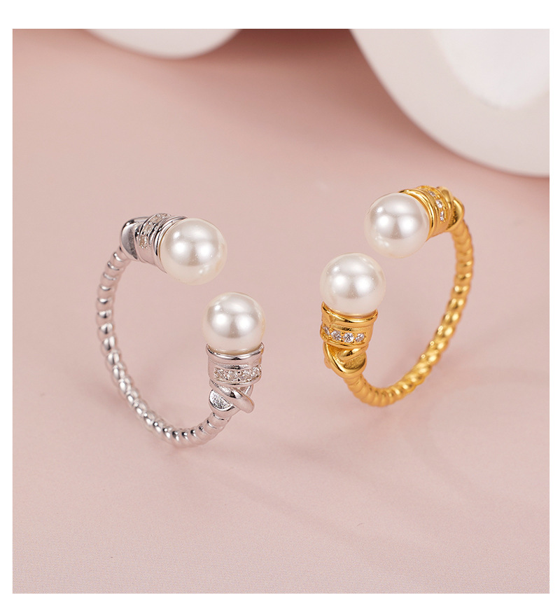 S925 sterling silver open ring, a niche design, high-end vintage open ring DIY empty stand accessory in stock pic 6