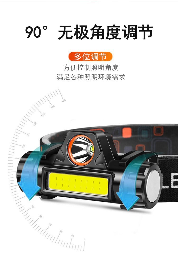 led强光头灯迷你充电小防水散光cob头灯 户外夜钓鱼灯多功能头灯详情12