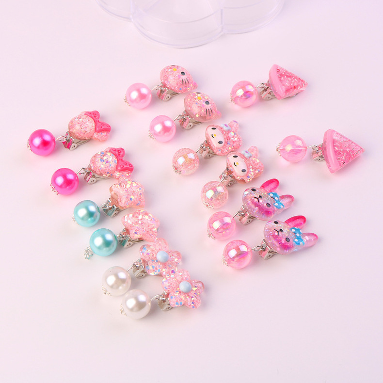 韩国儿童耳环女无耳洞可爱风学生首饰DIY珍珠流苏耳夹长款儿童耳饰详情27