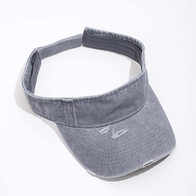 Personalized denim hollow top cap, casual solid color breathable buckle baseball cap, adjustable size, outdoor sun protection cap pic 3