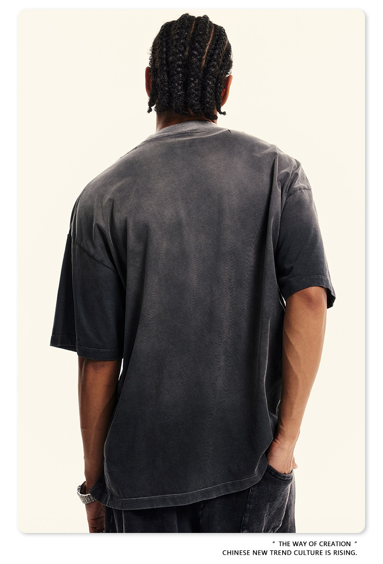 BE男装2025春夏新款纯棉水洗做旧t恤男街头潮牌巴家重磅短袖t恤男详情43