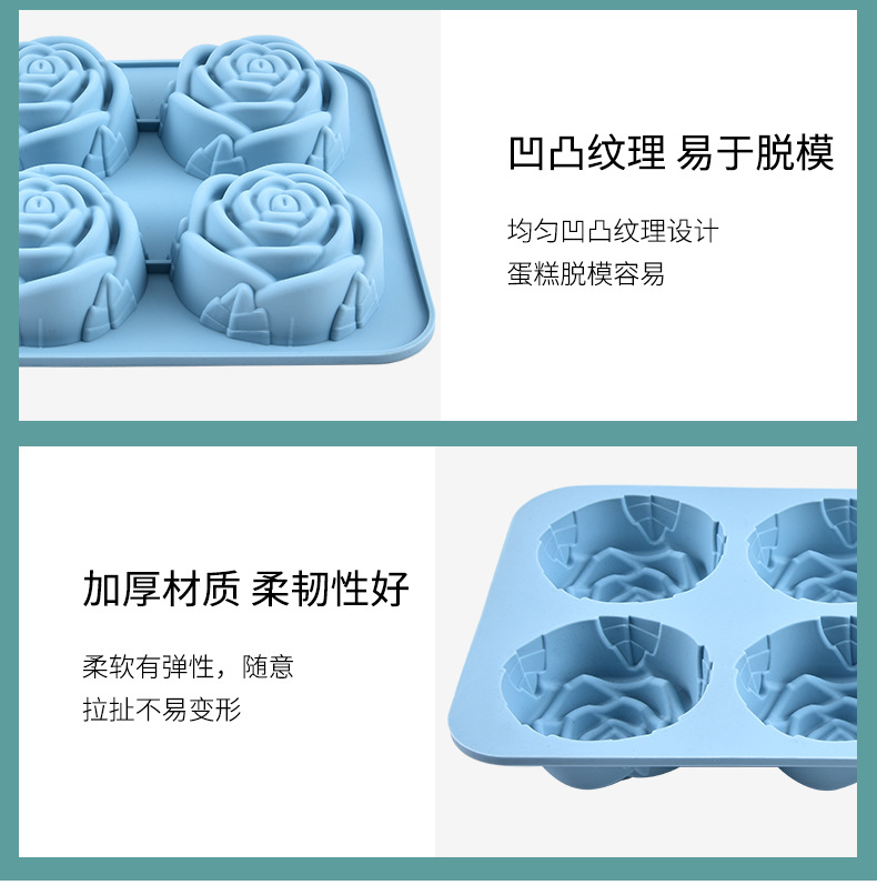 6-piece rose cake mold, food-grade silicone mousse mold, candle gypsum crystal resin mold, easy to demold pic 10