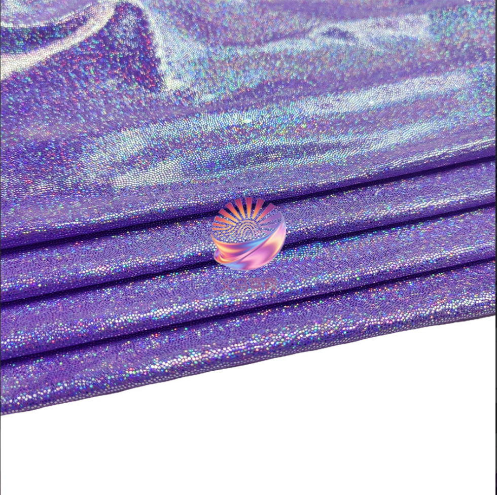 七彩镭射指纹烫金面料涤纶针织布料弹力演出服衣服玩具羽绒服详情8