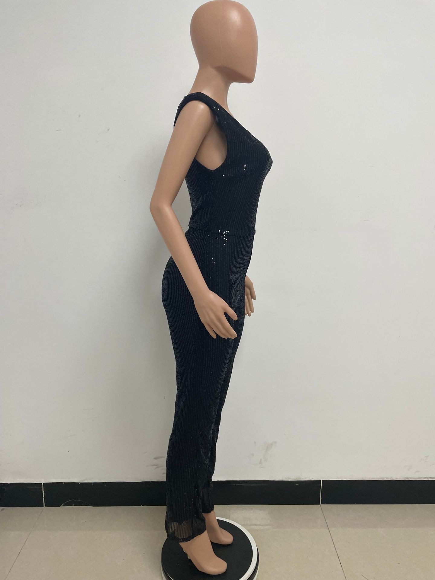 新中式无袖连体衣独立站夏季单肩亮片连体裤女批发详情92