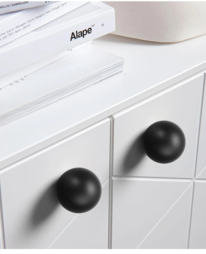 抽屉柜门白色单孔小拉手圆形单粒橱柜电视柜床头柜现代简约门把手详情11