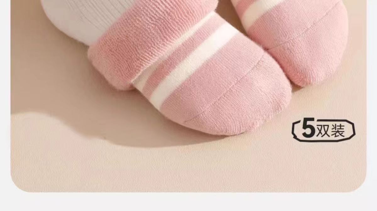 儿童秋冬袜子女孩加厚棉女童中筒宝宝冬季加厚加绒毛圈粉色小兔详情4