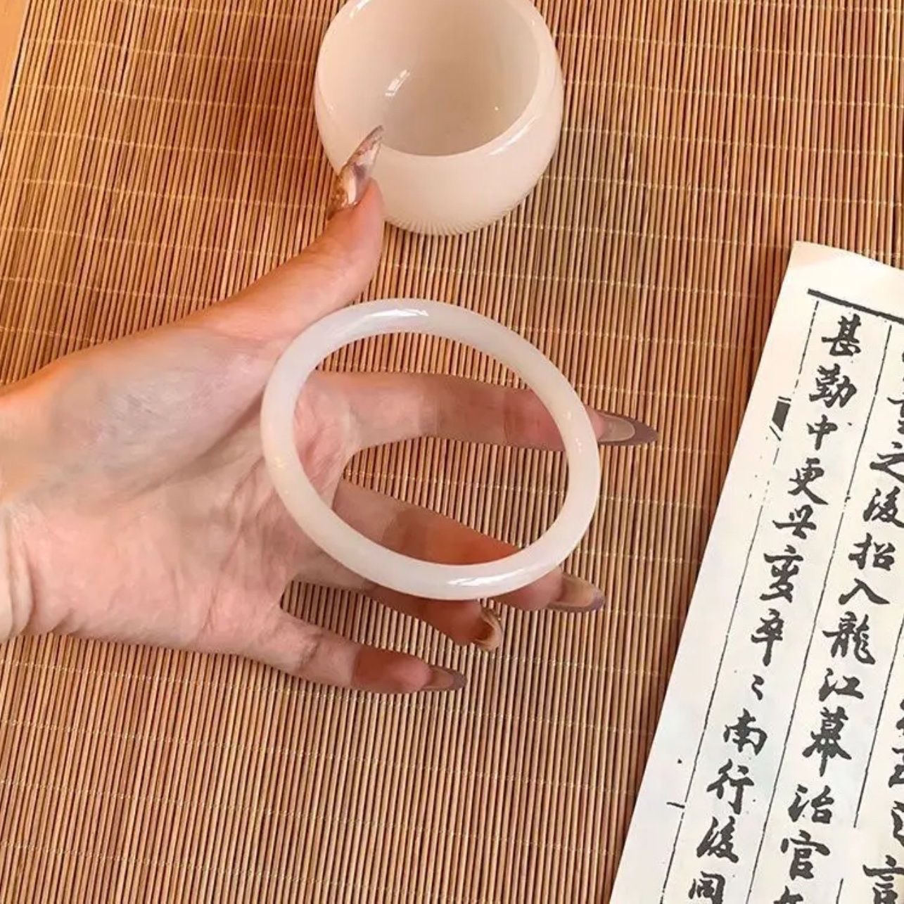 玻璃仿玉手镯批发细手镯叮当响叮当镯汉服配饰手镯禁步环圈批发手详情9