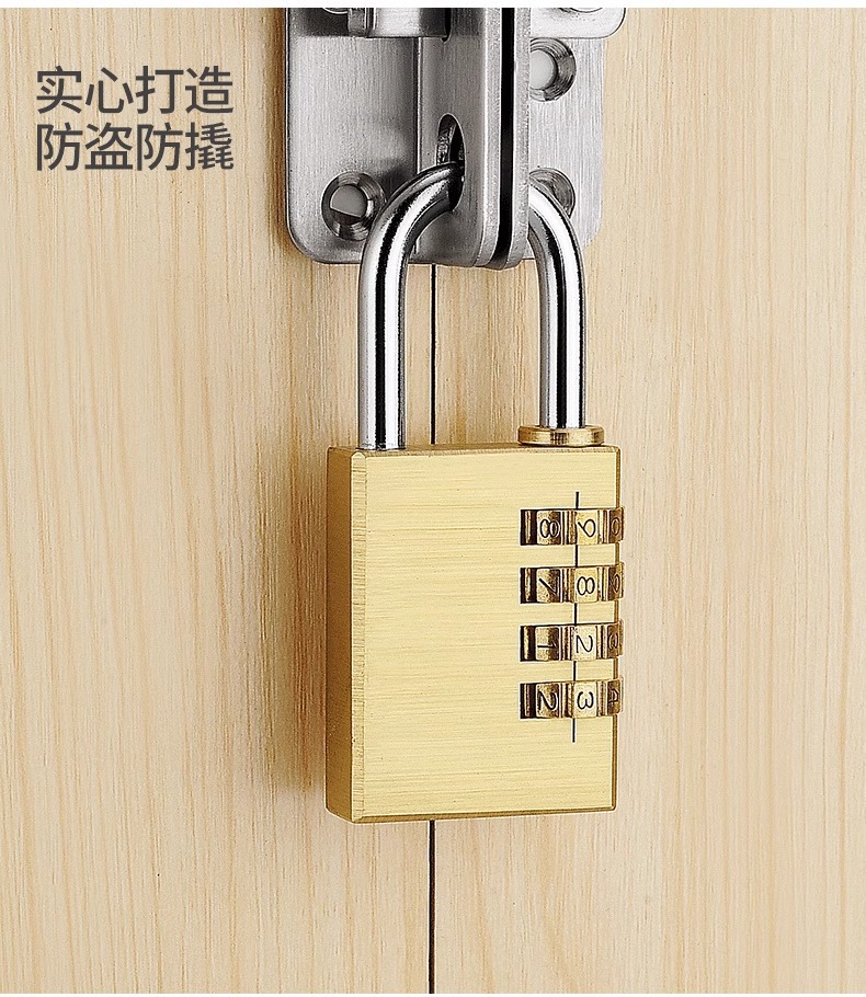 Solid pure copper password padlock, luggage and bag password lock, gym cabinet door padlock, password lock head, household small lock pic 12