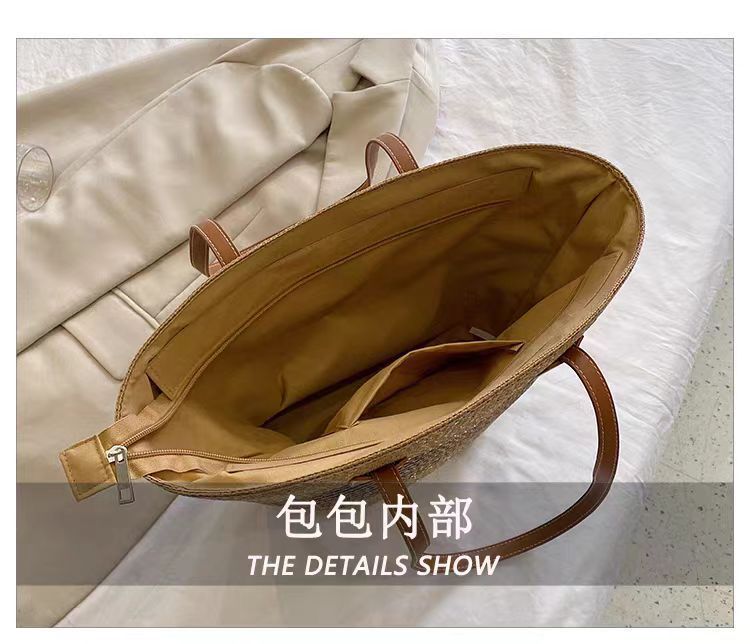 国潮高级感草编包包女夏季藤编包托特包 ins风单肩海边沙滩包小众文艺详情4