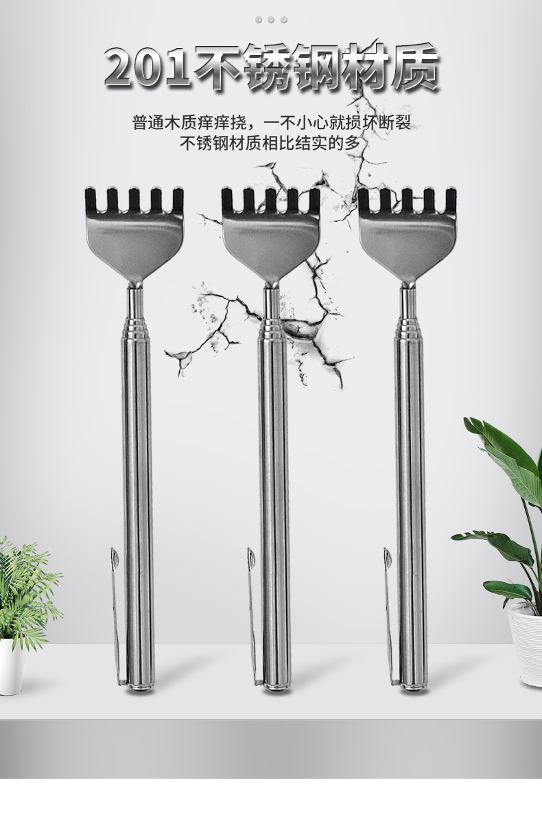 Portable, no need to ask for help, five-section extendable itch scratcher, pen-shaped, old-head stainless steel itch scratcher in stock pic 4