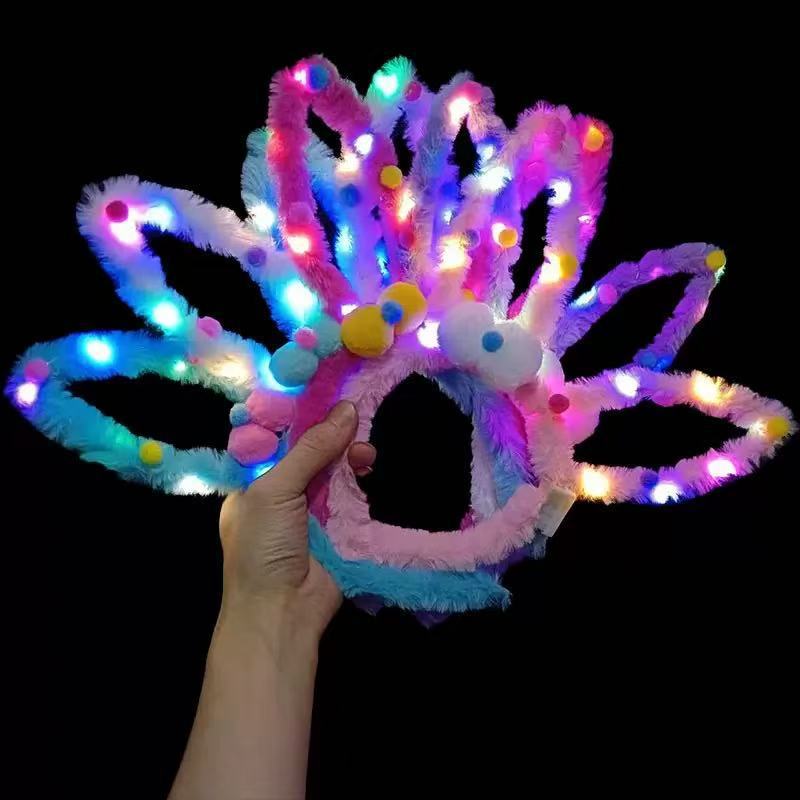 网红发光天使翅膀背饰地摊夜市热销闪光花环兔子发箍彩球蝴蝶头饰详情19