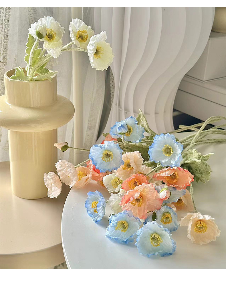 高端北欧ins虞美人仿真花绿植轻奢家居客厅桌摆装饰摆件花束详情13